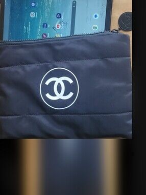 Chanel Large Black Cosmetic Clutch Puffer Pouch Bag